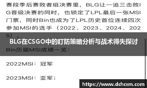 BLG在CSGO中的盯防策略分析与战术得失探讨