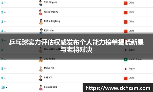 乒乓球实力评估权威发布个人能力榜单揭晓新星与老将对决