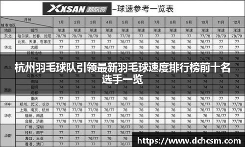 杭州羽毛球队引领最新羽毛球速度排行榜前十名选手一览
